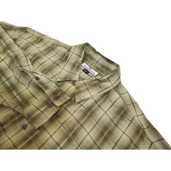 Tommy Bahama Men's XL Silk‎ Green Plaid Long Sleeve Button Down Shirt - Picture 1 of 6